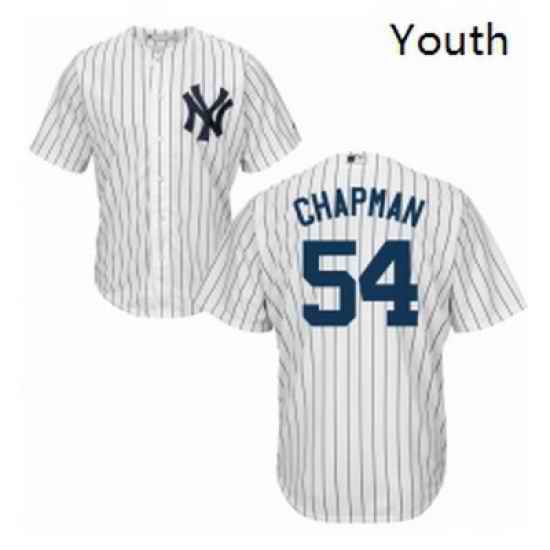 Youth Majestic New York Yankees 54 Aroldis Chapman Authentic White Home MLB Jersey